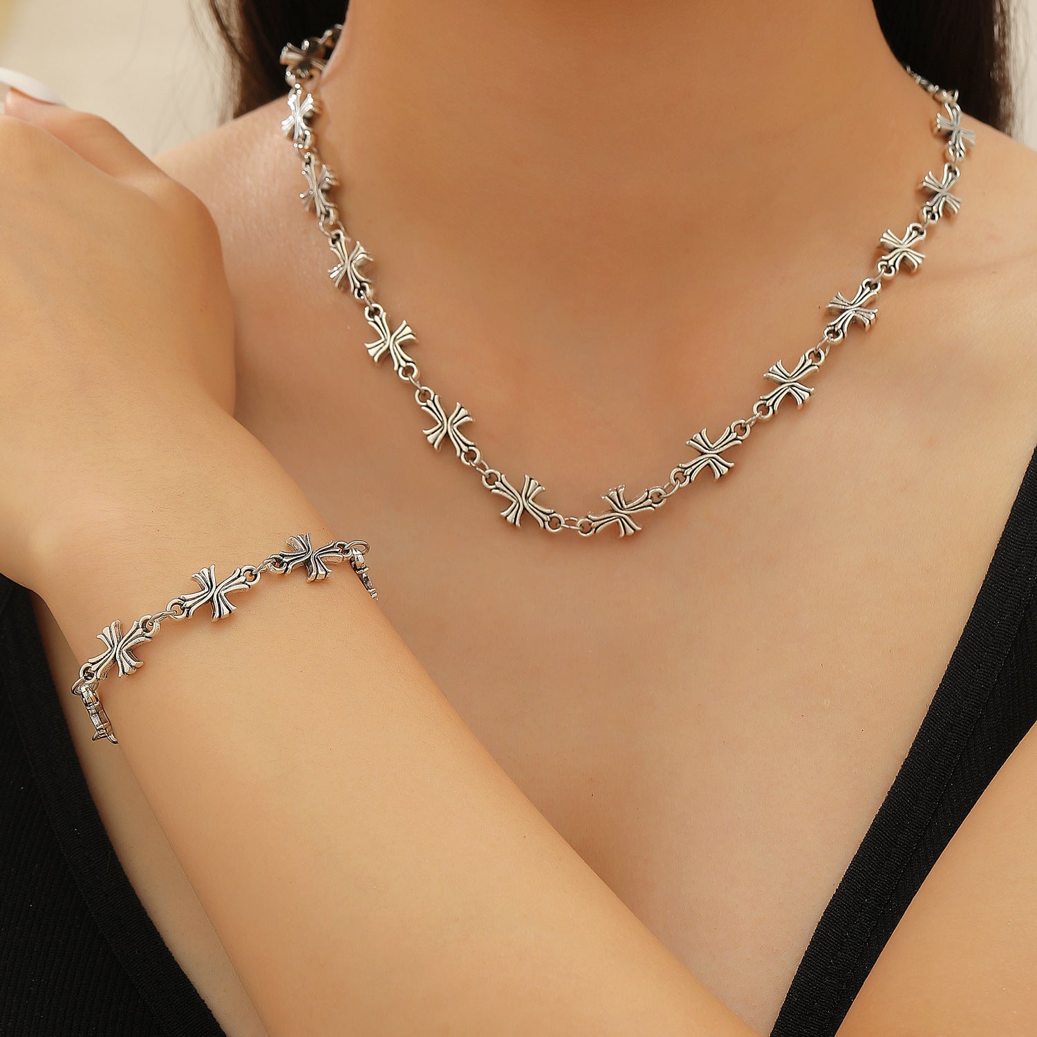 Wholesale Gothic Cross Men' s Alloy Bracelet